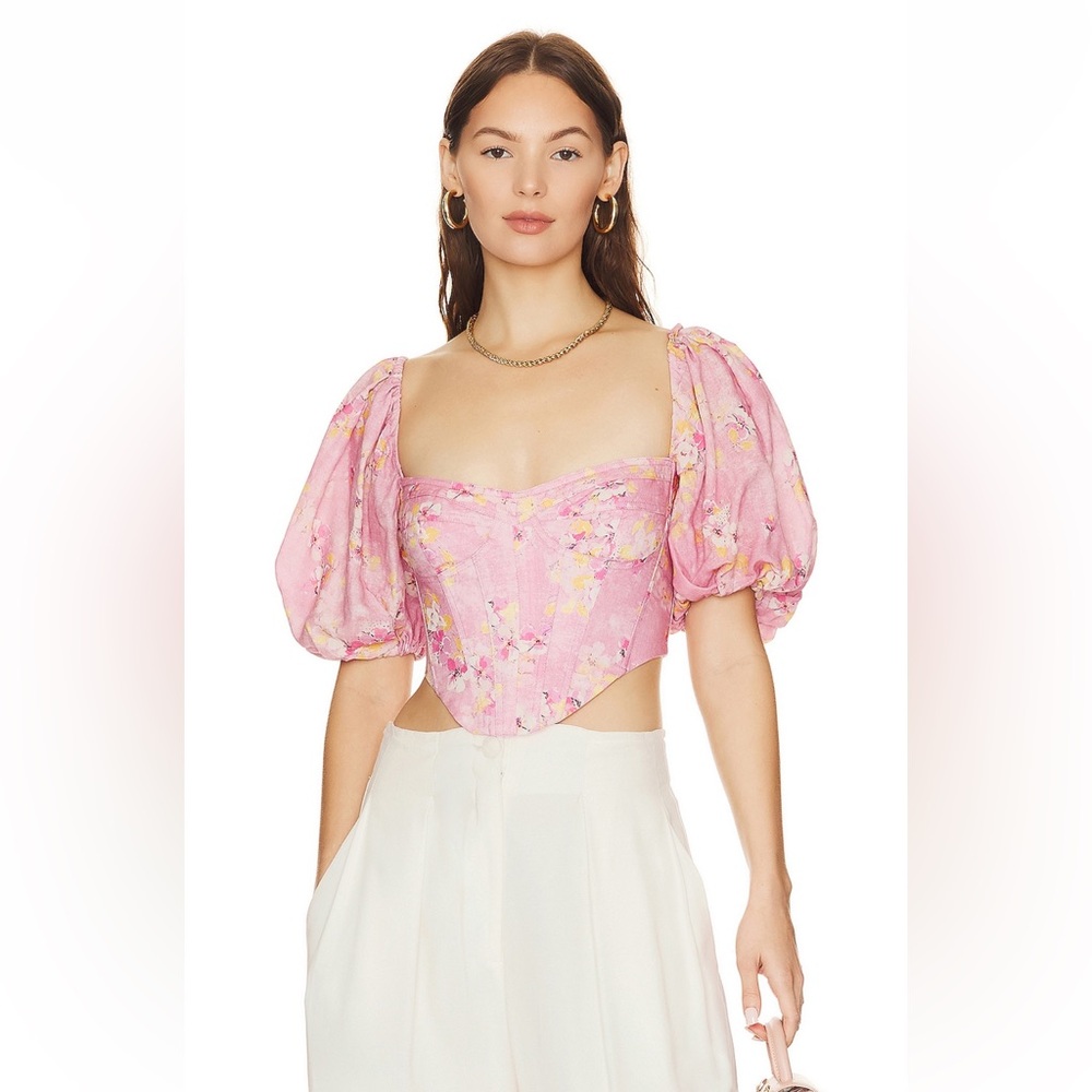 Kiah Corset Top in Pink Garden